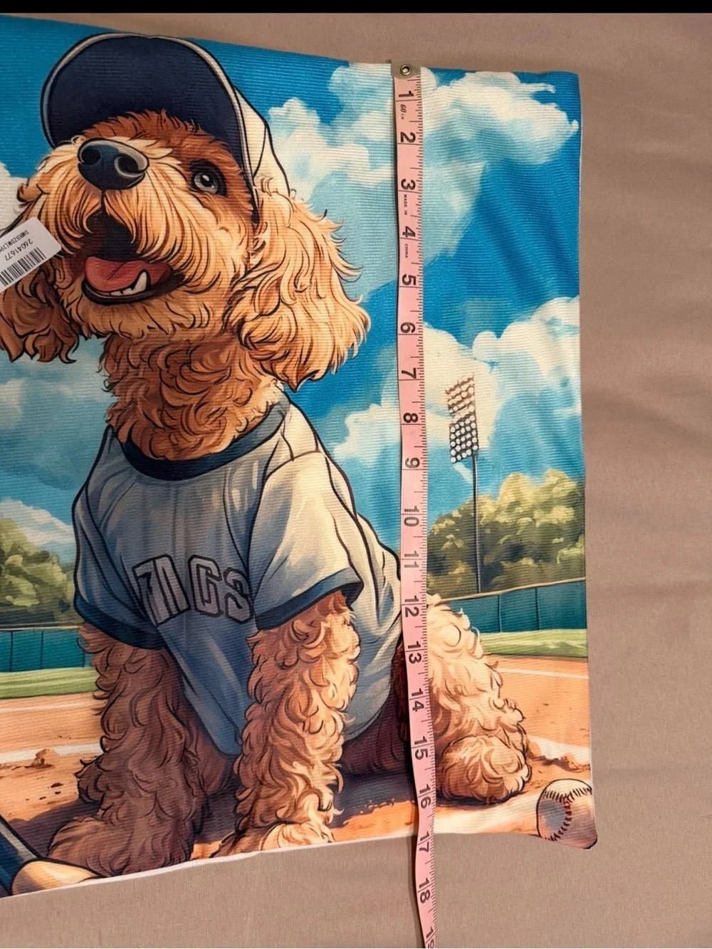 NWT Labradoodle Cute Pillow Cover Baseball Print 18x18